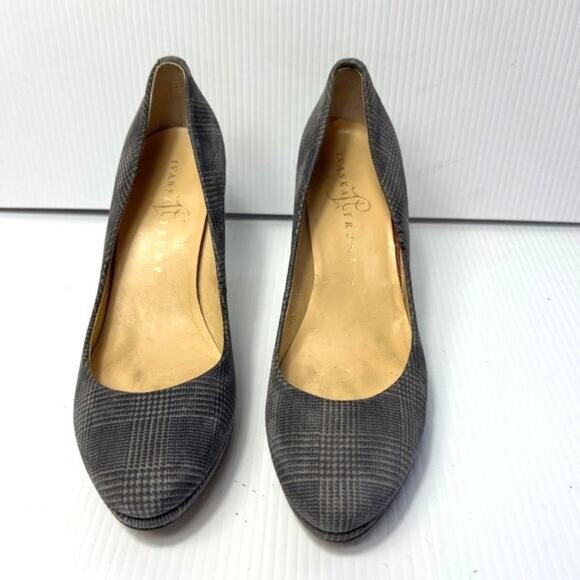 Women's Ivanka Trump Career Office Platform Plaid Gray High Heels Pumps Size 7 - Picture 3 of 10